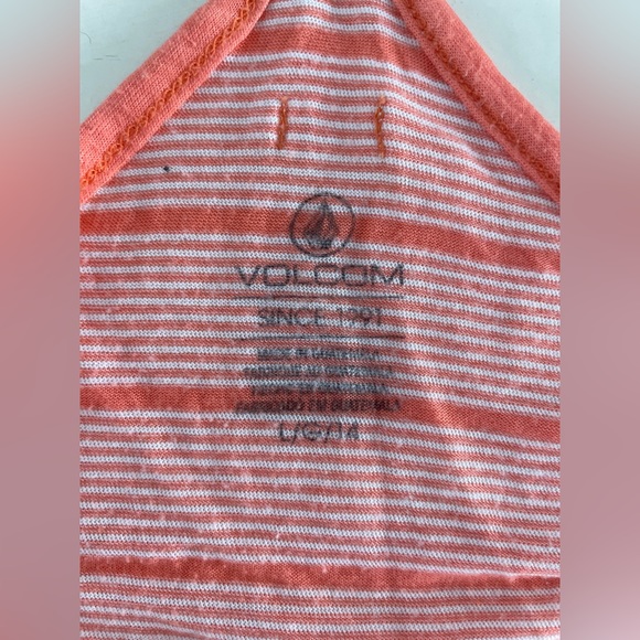 3/25 Orange sStriped Spaghetti Strap Volcom Tank Top - Picture 3 of 9